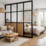 Raumtrenner Regal in kleiner Einzimmerwohnung